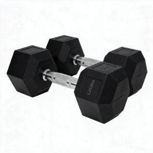 Hex Dumbbells Pair with Silver Handle