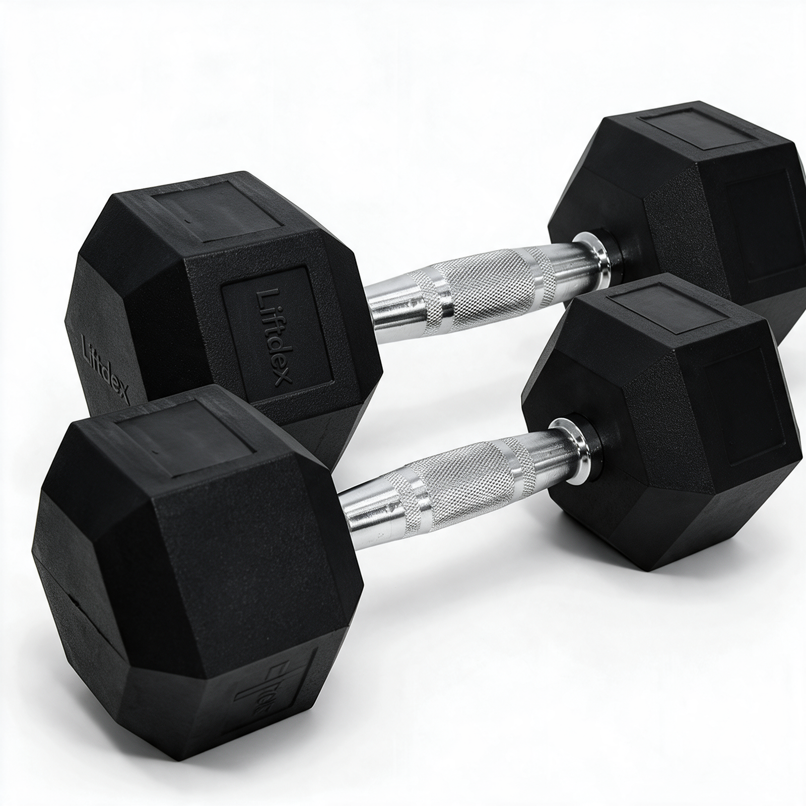 Hex Dumbbells Pair with Silver Handle - Image 2